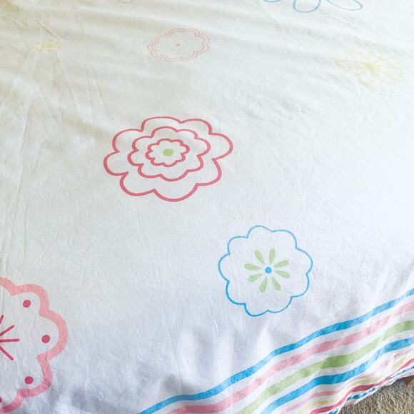 Vintage Twin Size Duvet Cover Mid Century MCM Bedding Floral Print Pink White - Picture 15 of 15